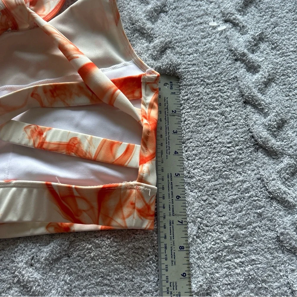LA Society 2 Piece Leggings Sprorts Bra Athletic Matching Set Orange Cream Small